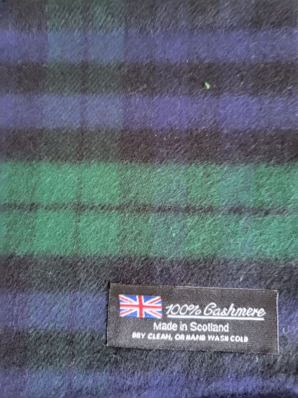 Scottish Black Green Tartan Plaid Black Watch 100% Cashmere Scarf With Fringe - Picture 2 of 2